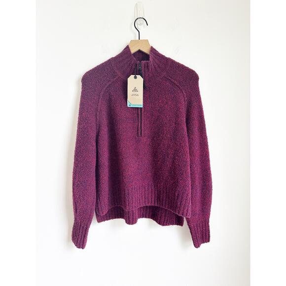 NWT Prana Blazing Star Purple Maroon Quarter Zip Pullover Sweater - Picture 2 of 4